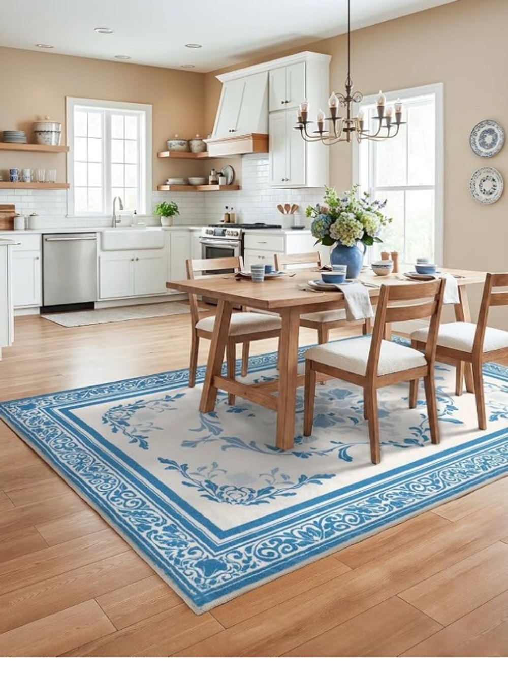 Blue Floral Area Rug - Picture 6 of 8